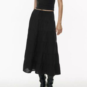Aritzia Wilfred Bouquet Linen Skirt Sz M in Black